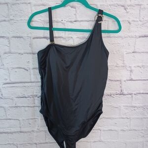 Leilani One-Shoulder Black One-Piece Swimsuit –‎ Size 10 NWOT